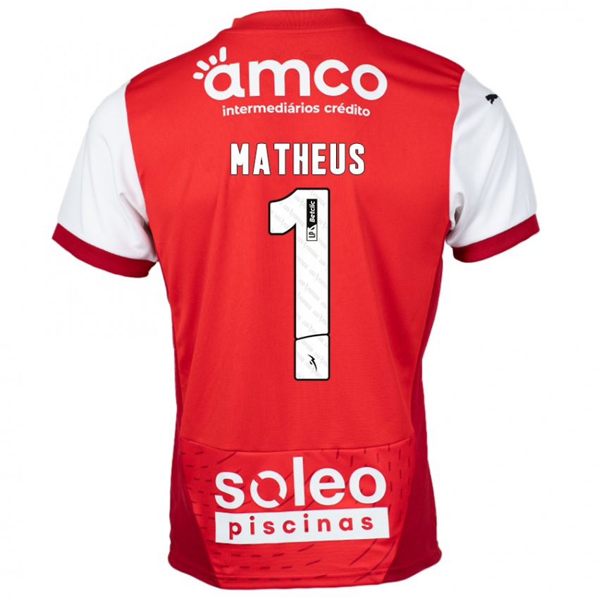 גברים Matheus #1 אדום לבן ג'רזי ביתית 2024/25 חולצה קצרה