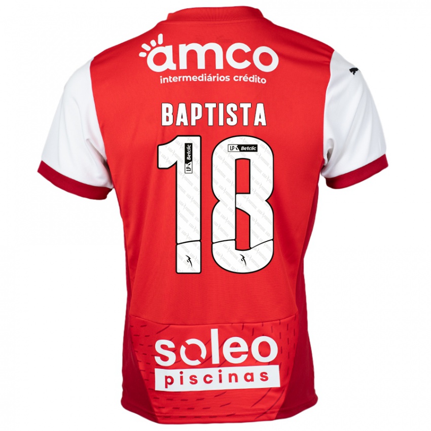 גברים Tiago Baptista #18 אדום לבן ג'רזי ביתית 2024/25 חולצה קצרה