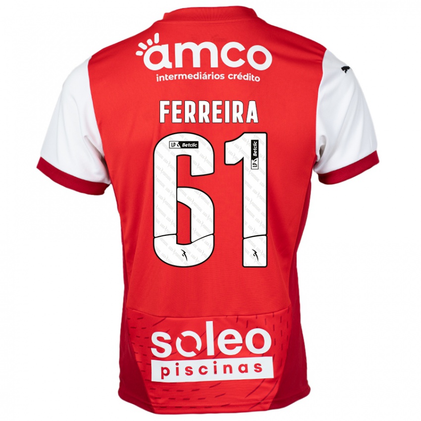 גברים Tiago Ferreira #61 אדום לבן ג'רזי ביתית 2024/25 חולצה קצרה