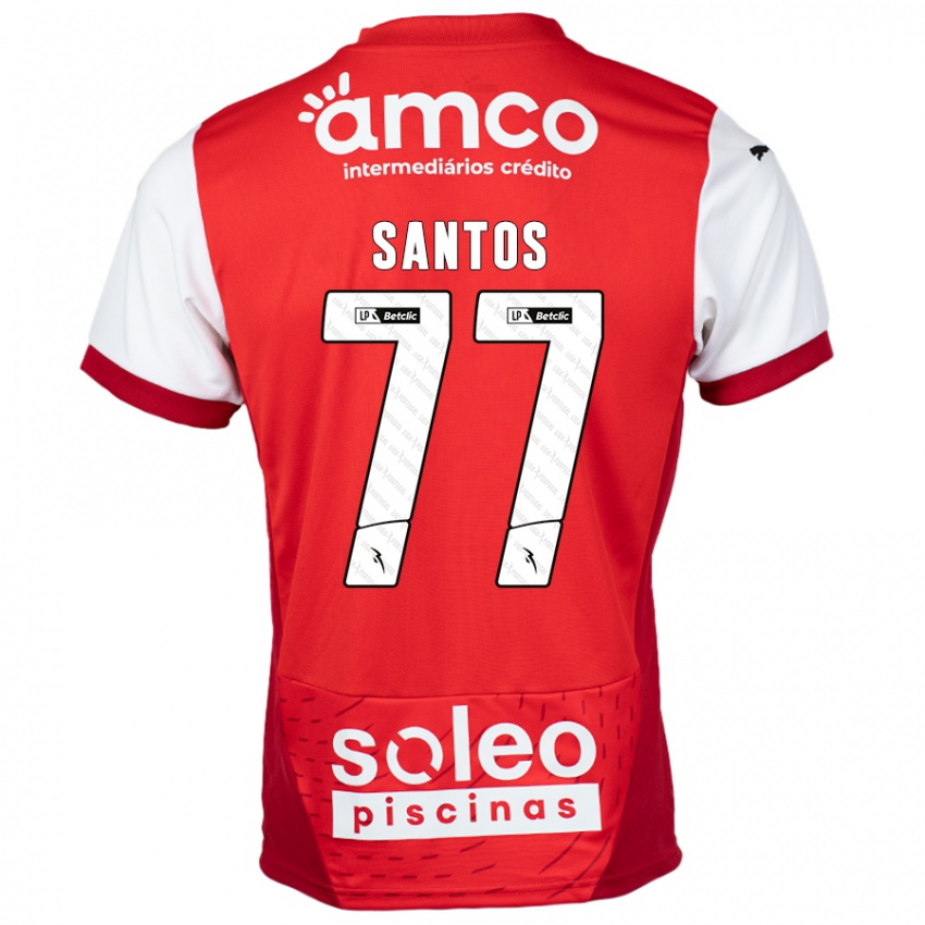 גברים Edu Santos #77 אדום לבן ג'רזי ביתית 2024/25 חולצה קצרה