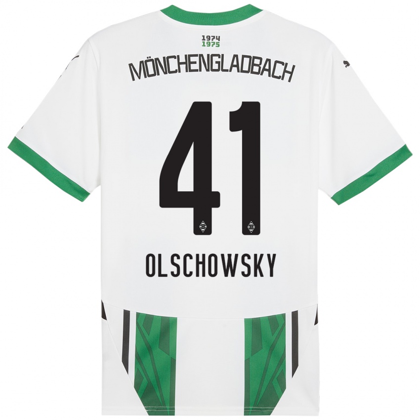 גברים Jan Jakob Olschowsky #41 ירוק לבן ג'רזי ביתית 2024/25 חולצה קצרה