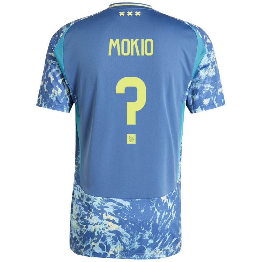 גברים Jorthy Mokio #0 אפור כחול צהוב הרחק ג'רזי 2024/25 חולצה קצרה