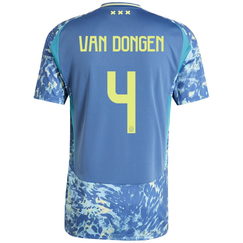 גברים Bram Van Dongen #4 אפור כחול צהוב הרחק ג'רזי 2024/25 חולצה קצרה