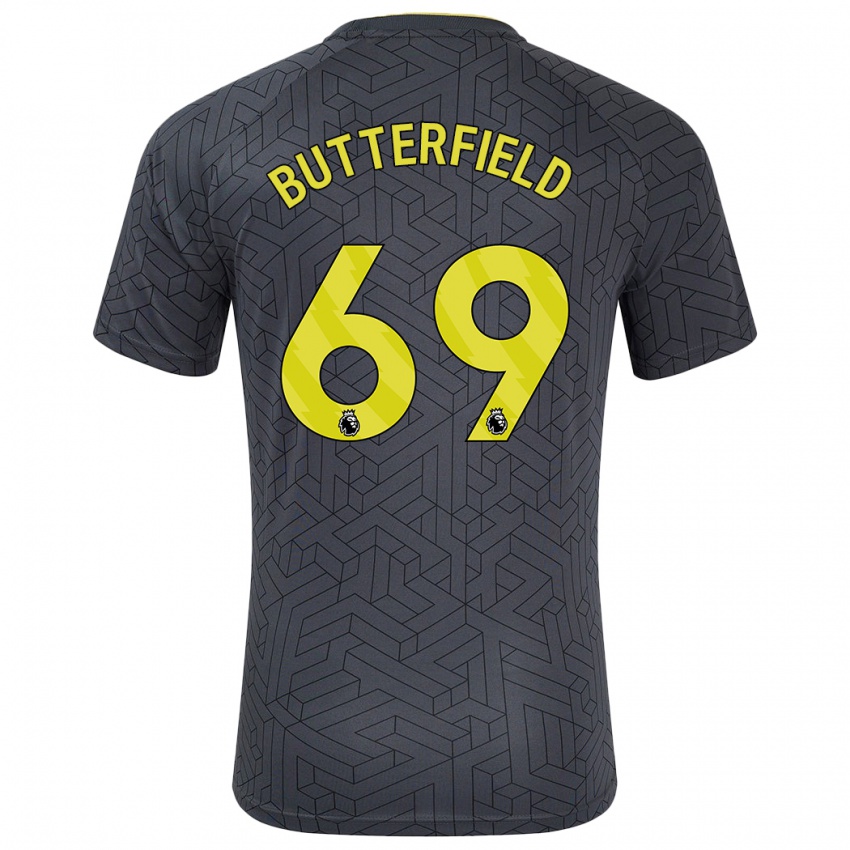 גברים Luke Butterfield #69 שחור צהוב הרחק ג'רזי 2024/25 חולצה קצרה