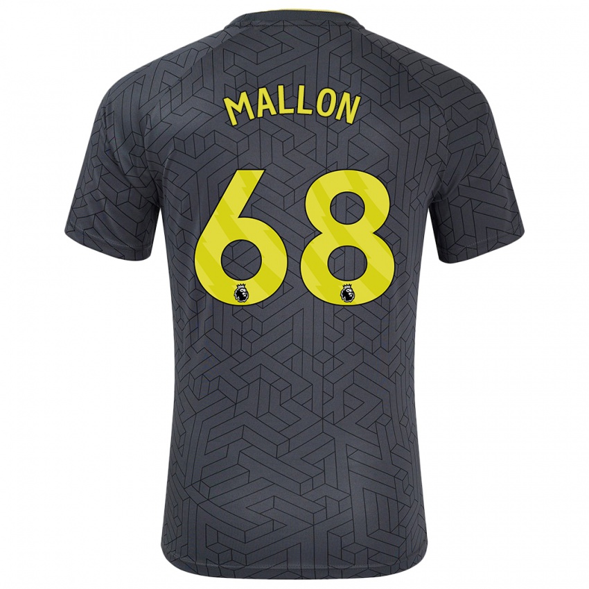 גברים Mathew Mallon #68 שחור צהוב הרחק ג'רזי 2024/25 חולצה קצרה