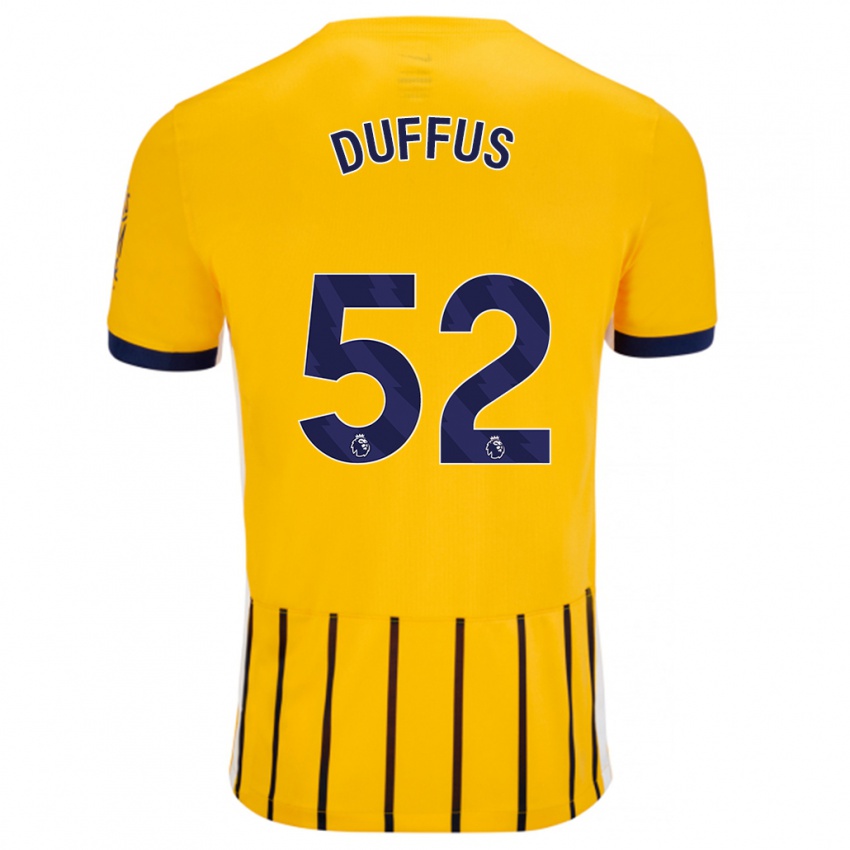 גברים Josh Duffus #52 פסי סיכה כחולים זהב הרחק ג'רזי 2024/25 חולצה קצרה