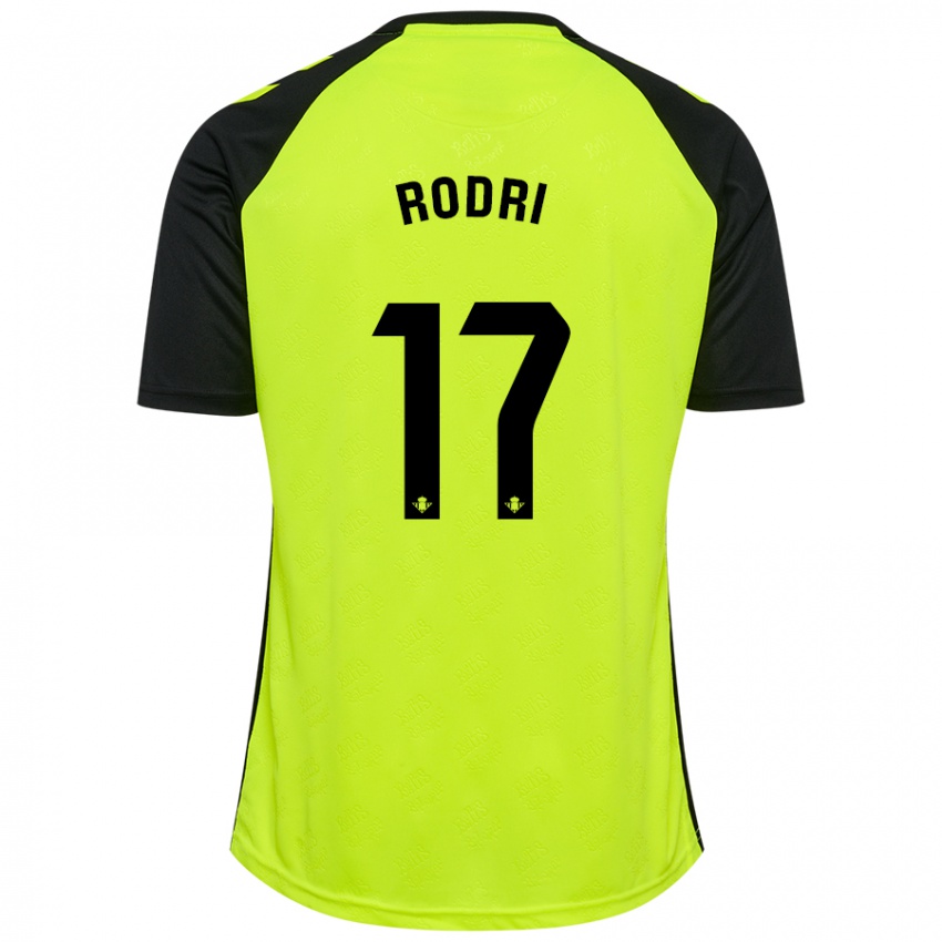 גברים Rodri #17 שחור ניאון צהוב הרחק ג'רזי 2024/25 חולצה קצרה