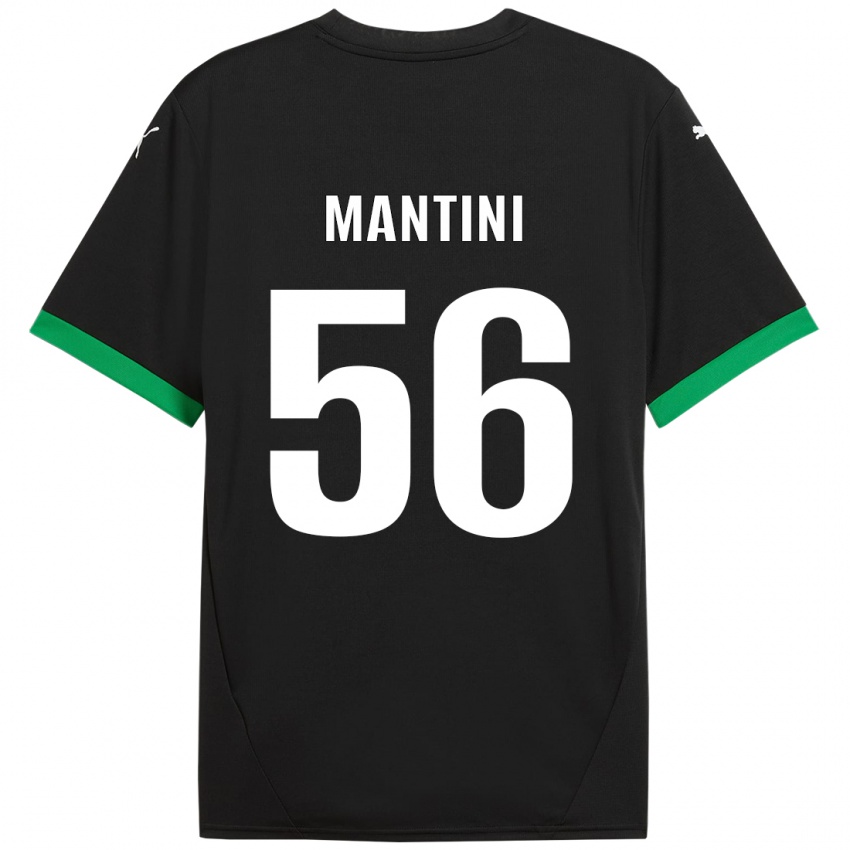 ילדים Raffaele Mantini #56 שחור ירוק כהה ג'רזי ביתית 2024/25 חולצה קצרה