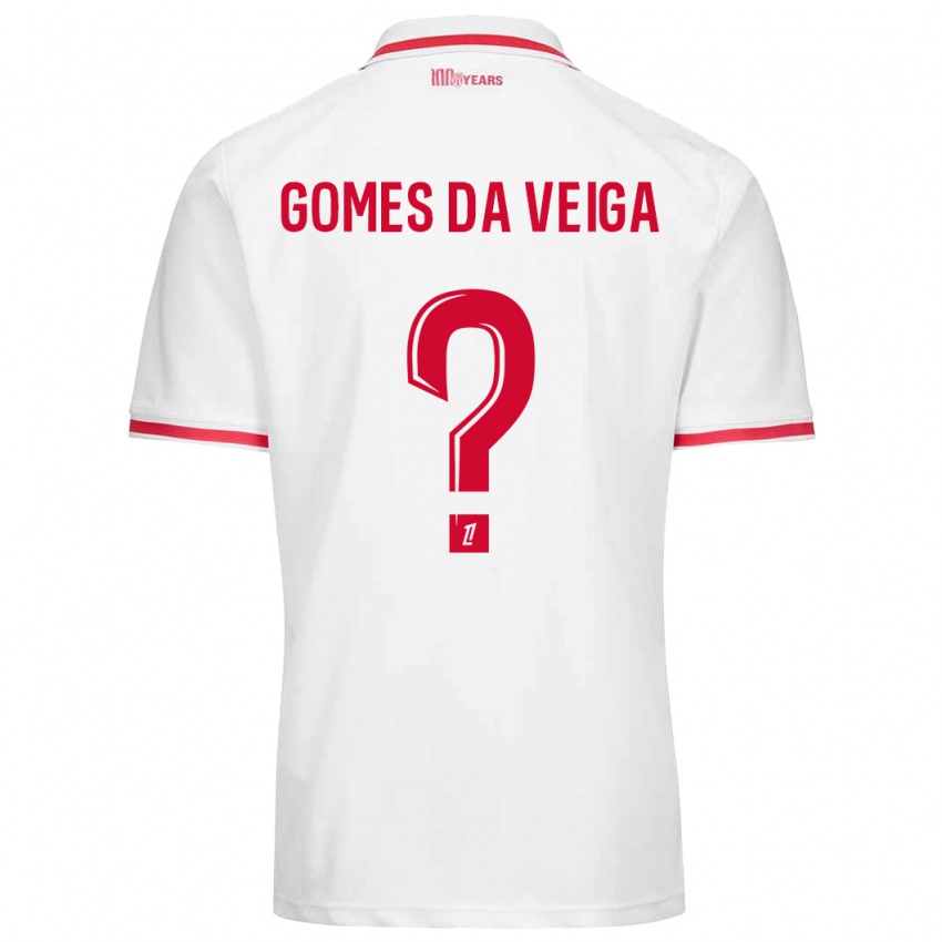 ילדים Melvin Gomes Da Veiga #0 לבן אדום ג'רזי ביתית 2024/25 חולצה קצרה