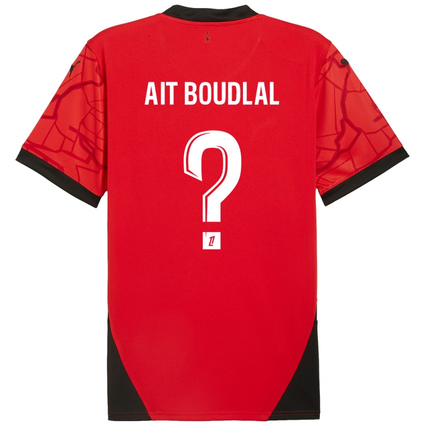 ילדים Abdelhamid Ait Boudlal #0 אדום שחור ג'רזי ביתית 2024/25 חולצה קצרה