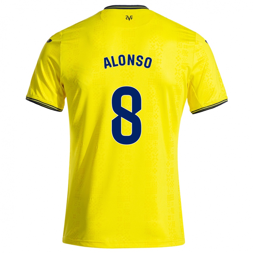 ילדים Rodri Alonso #8 צהוב שחור ג'רזי ביתית 2024/25 חולצה קצרה