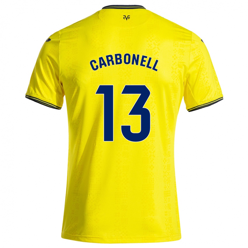 ילדים Carmen Carbonell #13 צהוב שחור ג'רזי ביתית 2024/25 חולצה קצרה