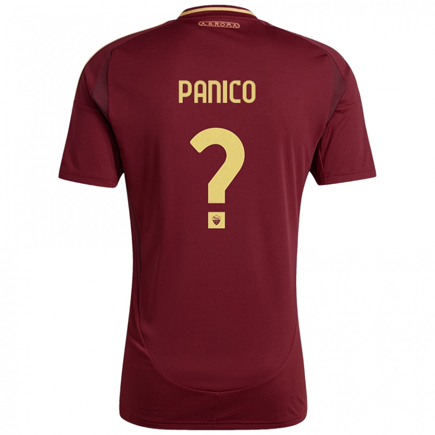 ילדים Francesco Panico #0 אדום חום זהב ג'רזי ביתית 2024/25 חולצה קצרה