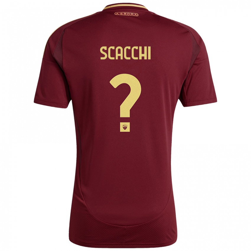 ילדים Manuel Scacchi #0 אדום חום זהב ג'רזי ביתית 2024/25 חולצה קצרה