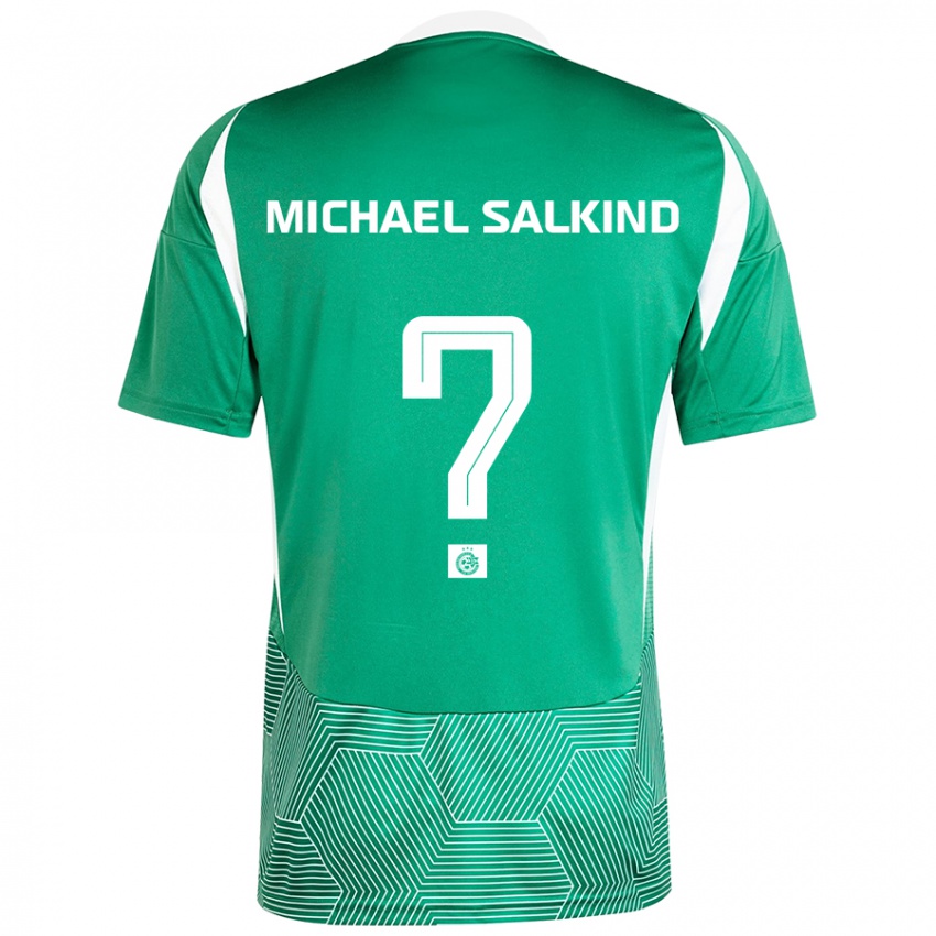 ילדים Liav Michael Salkind #0 ירוק לבן ג'רזי ביתית 2024/25 חולצה קצרה