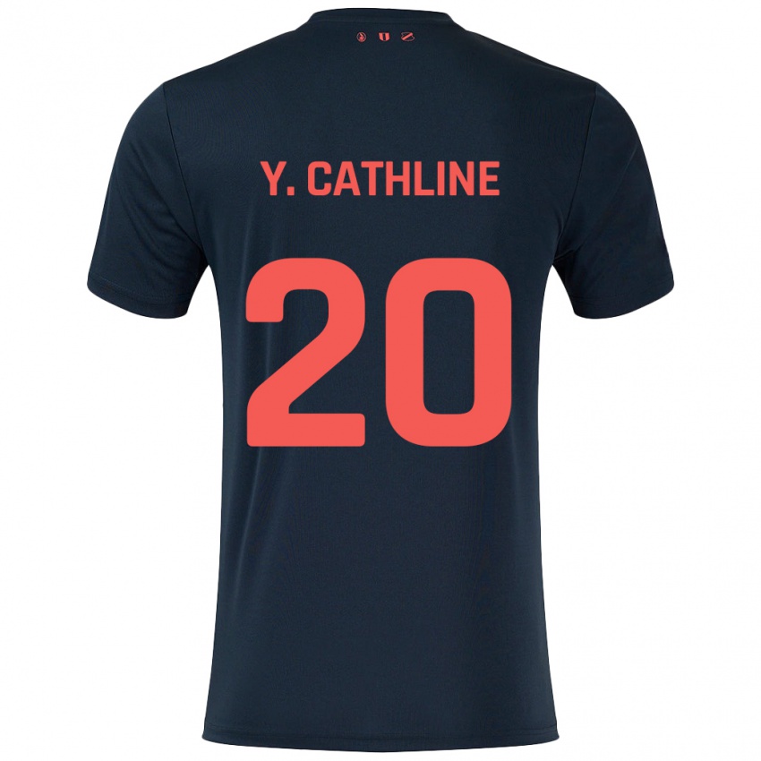 ילדים Yoann Cathline #20 שחור אדום הרחק ג'רזי 2024/25 חולצה קצרה