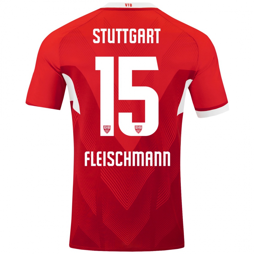 ילדים Svea Fleischmann #15 אדום לבן הרחק ג'רזי 2024/25 חולצה קצרה