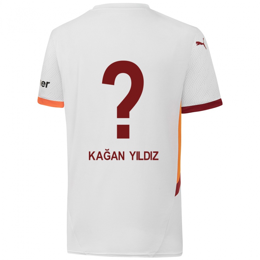 ילדים Onur Kağan Yıldız #0 לבן צהוב אדום הרחק ג'רזי 2024/25 חולצה קצרה