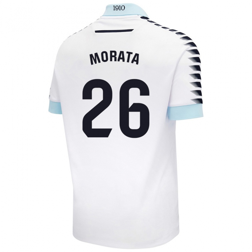 ילדים Álex Morata #26 לבן כחול הרחק ג'רזי 2024/25 חולצה קצרה