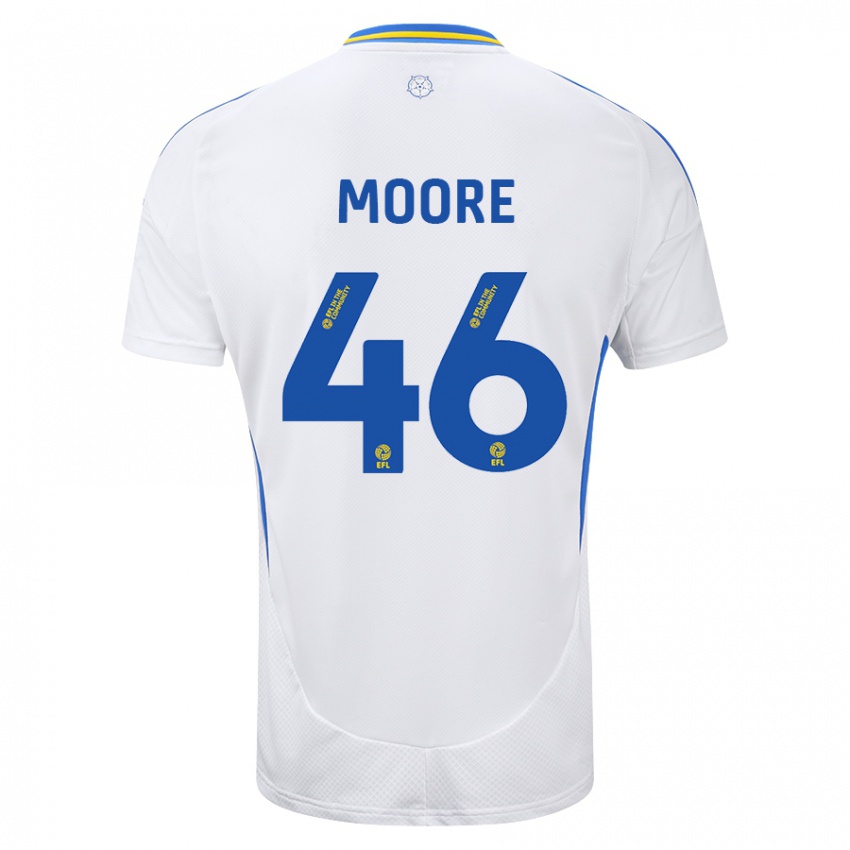 גברים Kris Moore #46 לבן כחול ג'רזי ביתית 2024/25 חולצה קצרה