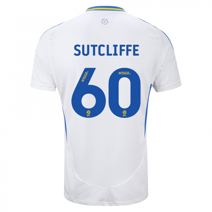 גברים Harvey Sutcliffe #60 לבן כחול ג'רזי ביתית 2024/25 חולצה קצרה