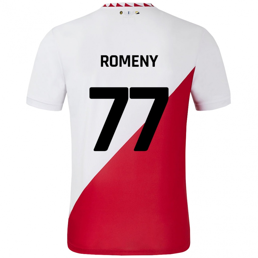 גברים Ole Romeny #77 לבן אדום ג'רזי ביתית 2024/25 חולצה קצרה