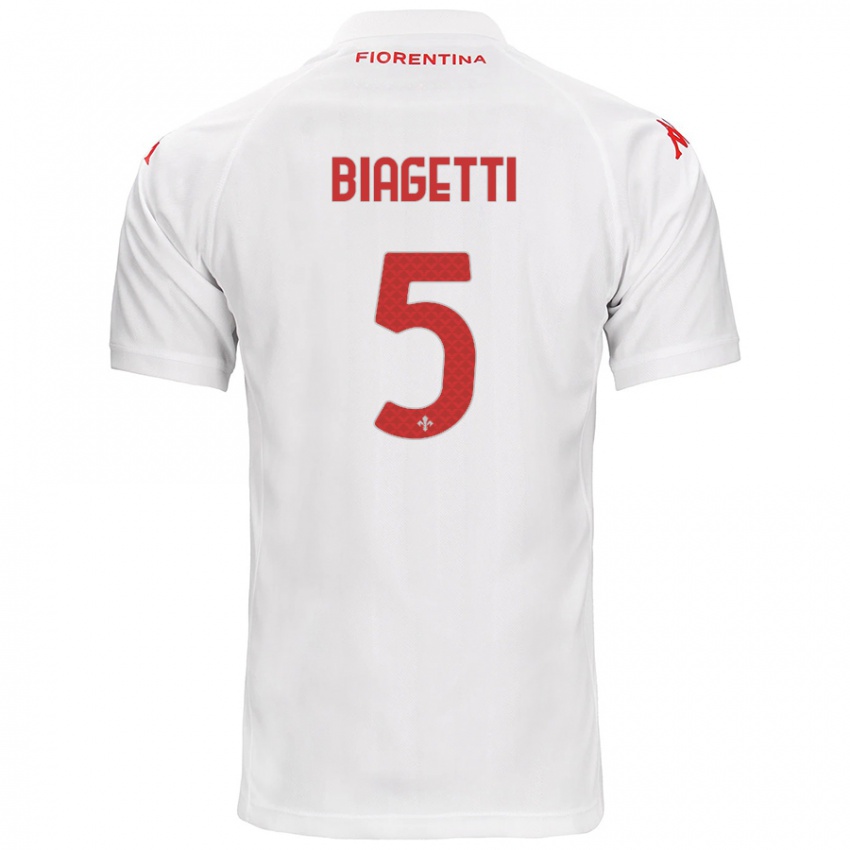 גברים Christian Biagetti #5 לָבָן הרחק ג'רזי 2024/25 חולצה קצרה