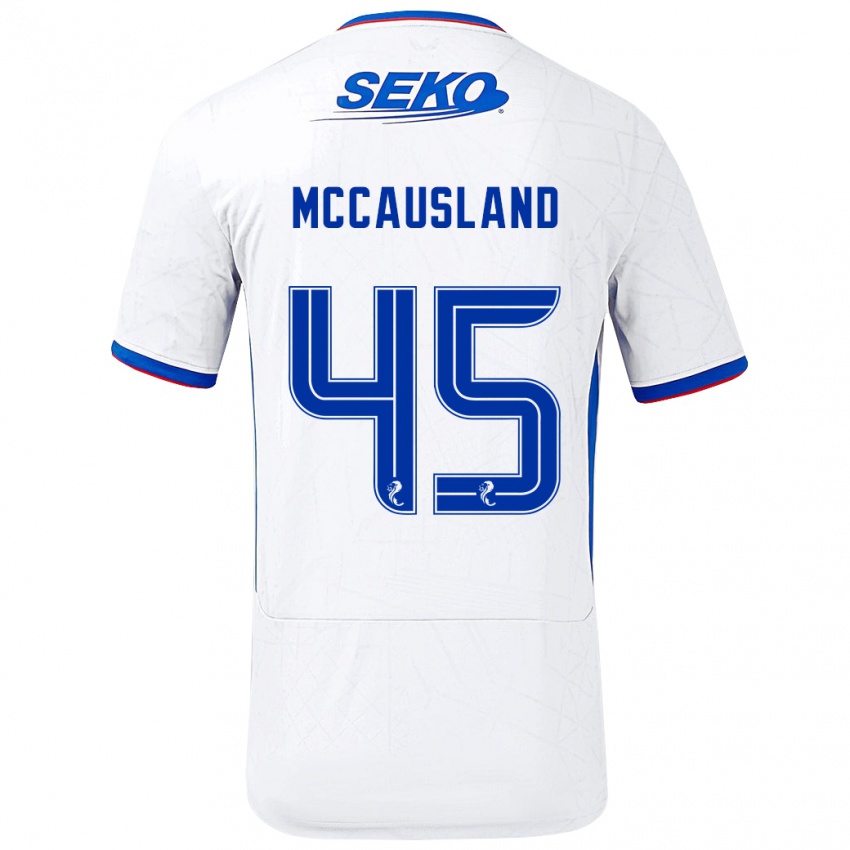 גברים Ross Mccausland #45 לבן כחול הרחק ג'רזי 2024/25 חולצה קצרה