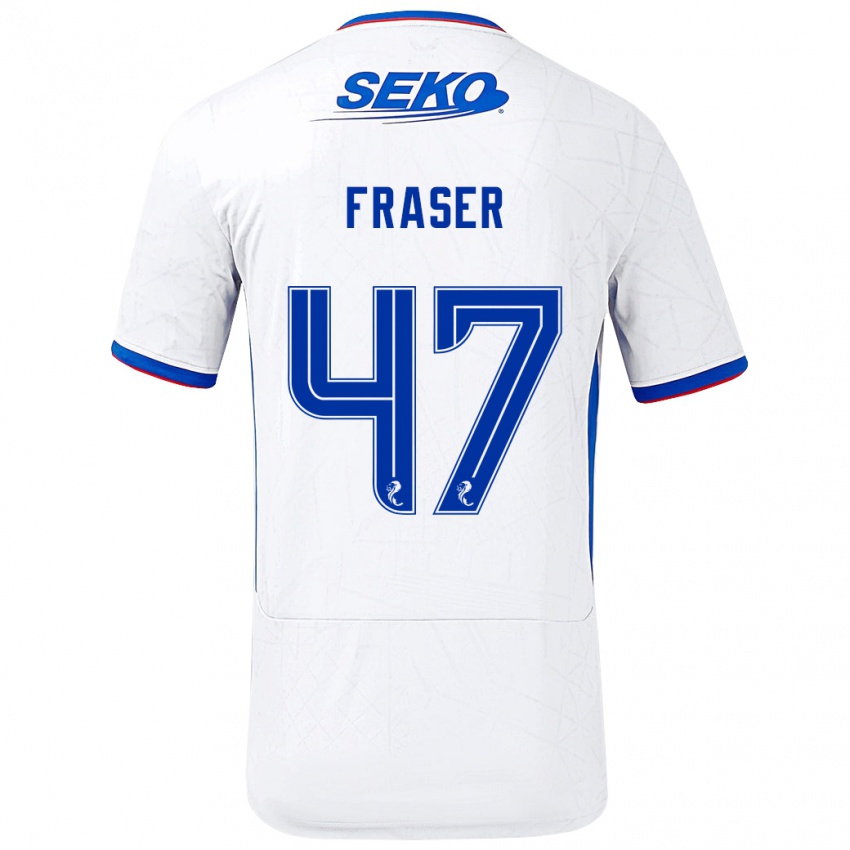 גברים Robbie Fraser #47 לבן כחול הרחק ג'רזי 2024/25 חולצה קצרה