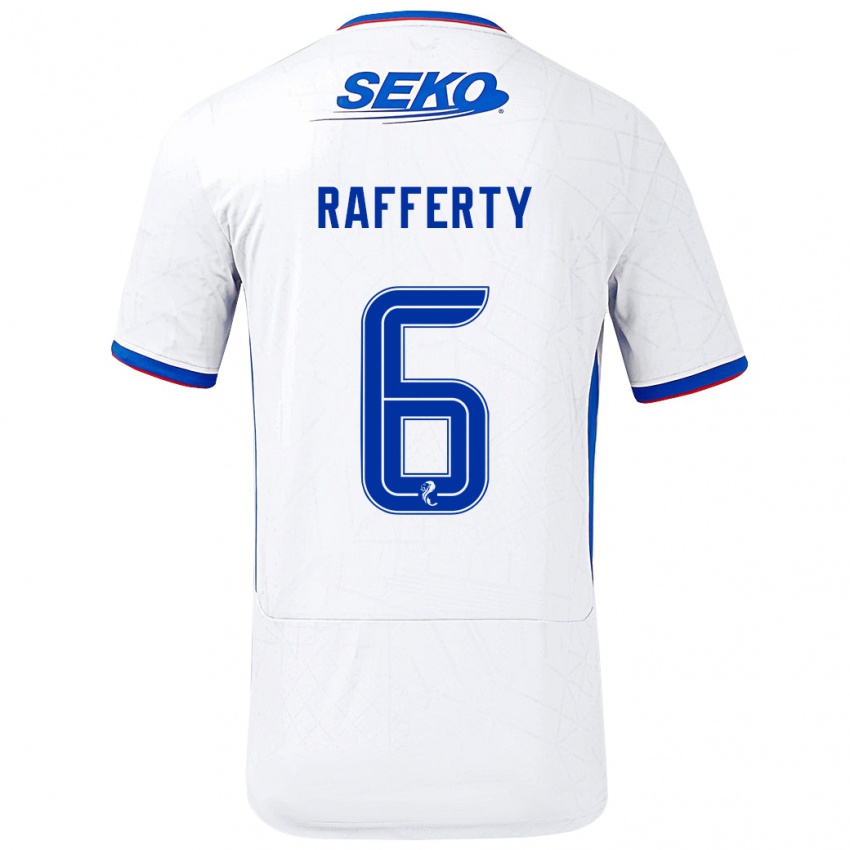 גברים Laura Rafferty #6 לבן כחול הרחק ג'רזי 2024/25 חולצה קצרה