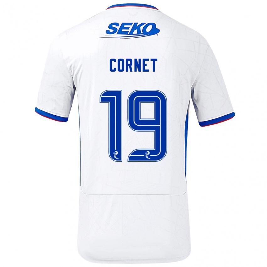 גברים Chelsea Cornet #19 לבן כחול הרחק ג'רזי 2024/25 חולצה קצרה