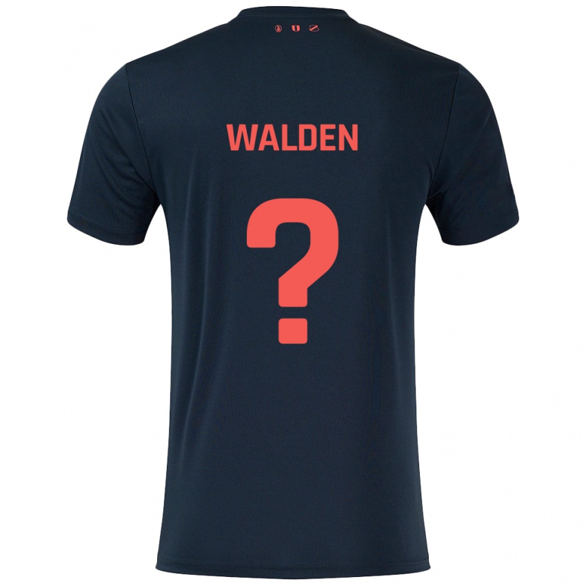 גברים Jaden Walden #0 שחור אדום הרחק ג'רזי 2024/25 חולצה קצרה