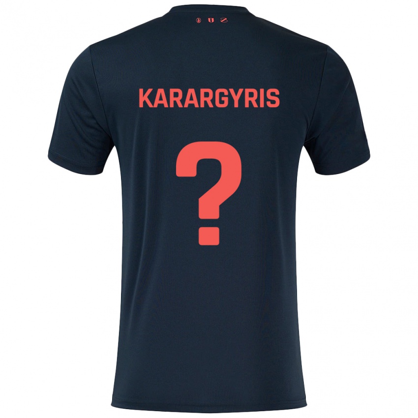 גברים Zois Karargyris #0 שחור אדום הרחק ג'רזי 2024/25 חולצה קצרה