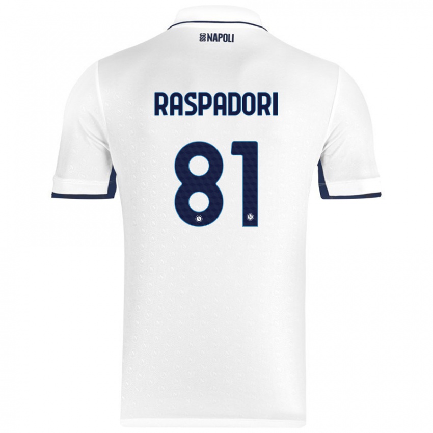 גברים Giacomo Raspadori #81 כחול רויאל לבן הרחק ג'רזי 2024/25 חולצה קצרה