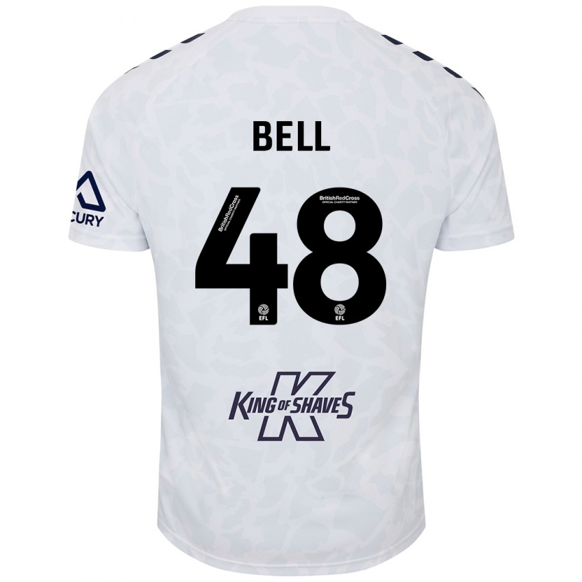 גברים Luke Bell #48 לָבָן הרחק ג'רזי 2024/25 חולצה קצרה