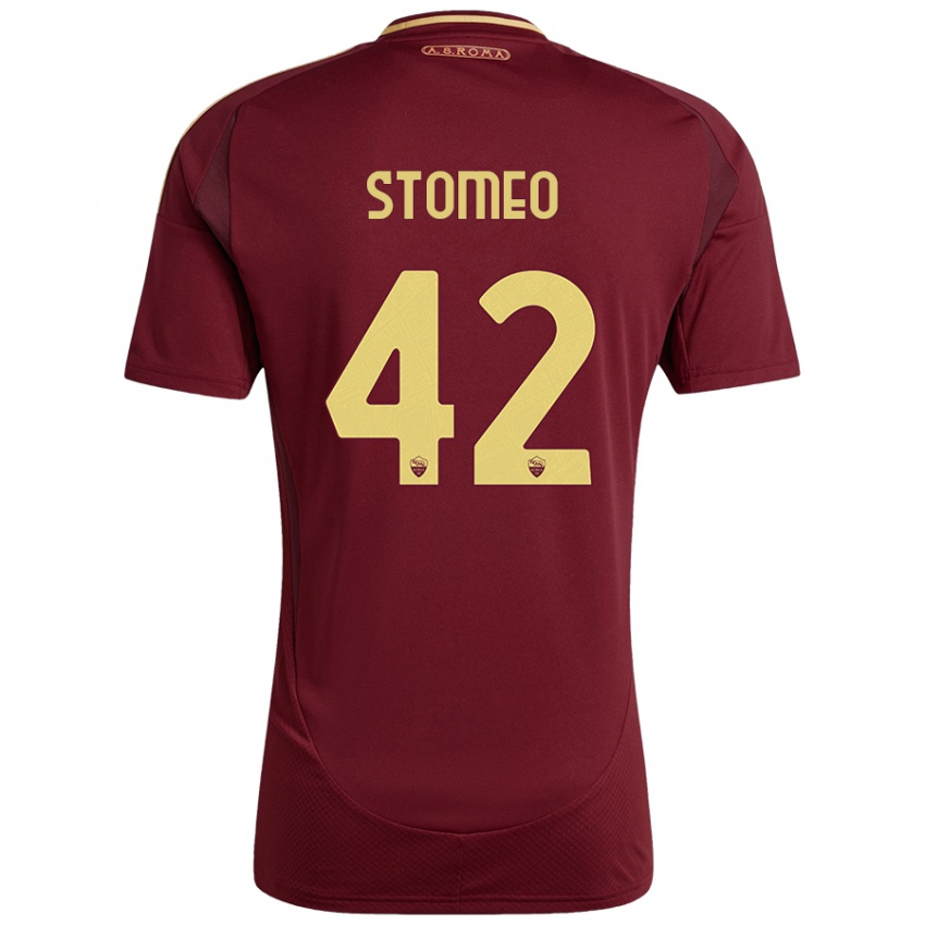 נשים Giorgio Stomeo #42 אדום חום זהב ג'רזי ביתית 2024/25 חולצה קצרה