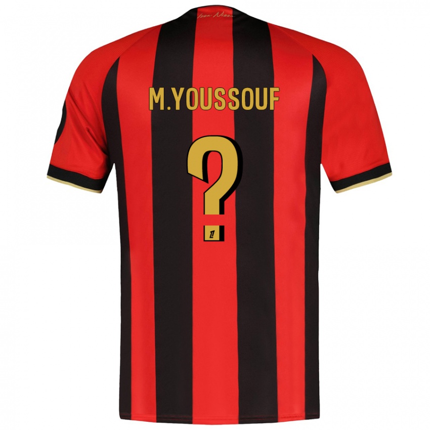 ילדים Mousslim Youssouf #0 אדום שחור ג'רזי ביתית 2024/25 חולצה קצרה