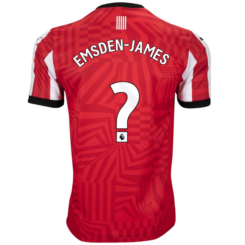 ילדים Harley Emsden-James #0 אדום לבן ג'רזי ביתית 2024/25 חולצה קצרה