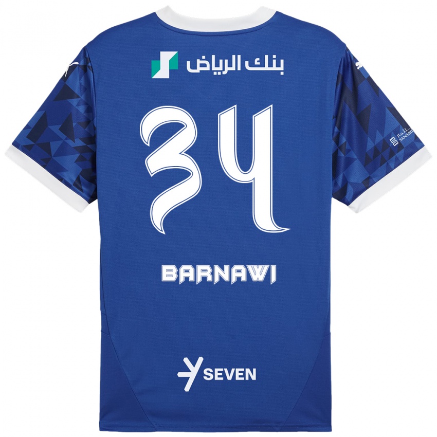 ילדים Saleh Barnawi #34 כחול כהה לבן ג'רזי ביתית 2024/25 חולצה קצרה