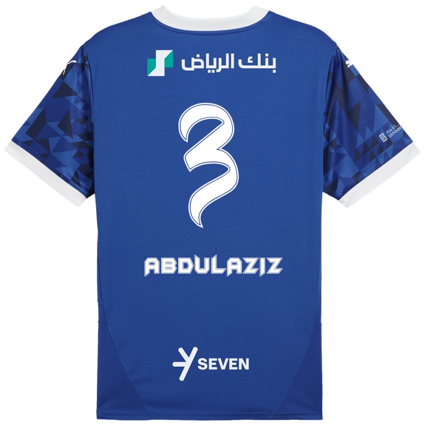 ילדים Al Jawhara Abdulaziz #3 כחול כהה לבן ג'רזי ביתית 2024/25 חולצה קצרה