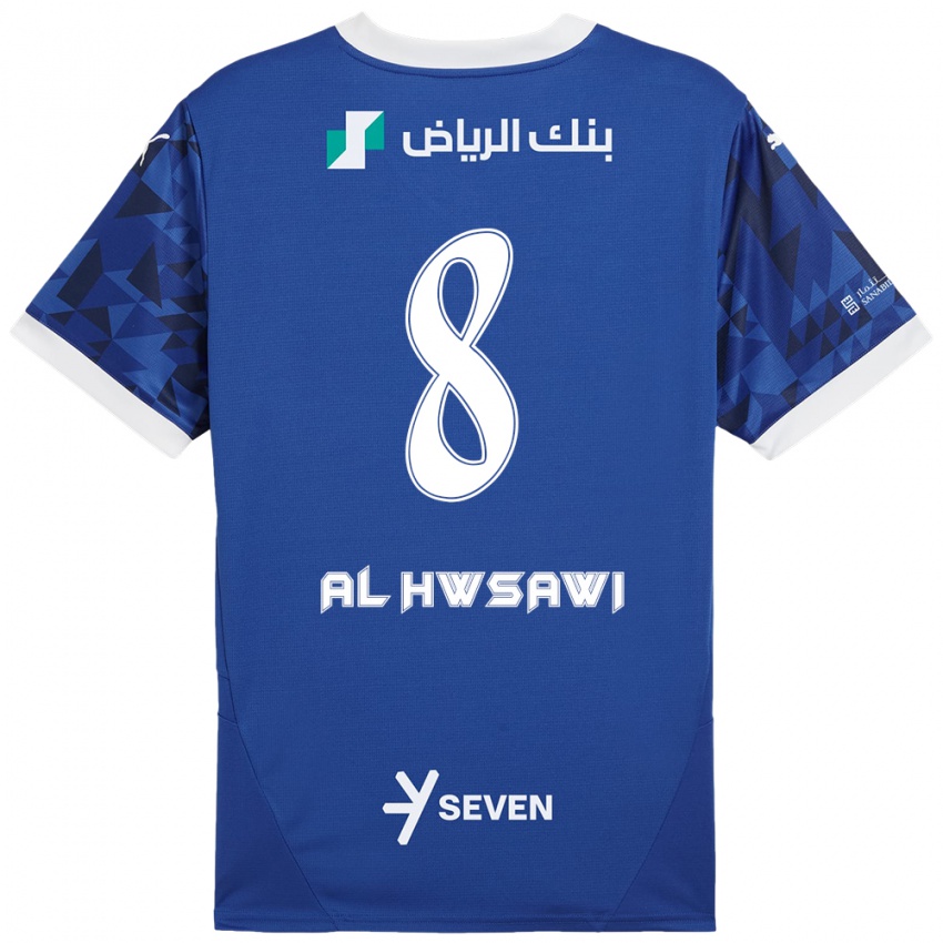 ילדים Al Bandari Al-Hwsawi #8 כחול כהה לבן ג'רזי ביתית 2024/25 חולצה קצרה