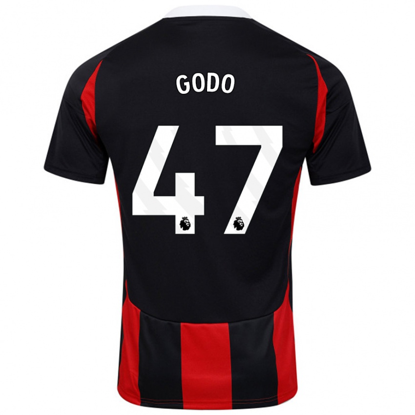 ילדים Martial Godo #47 שחור אדום הרחק ג'רזי 2024/25 חולצה קצרה