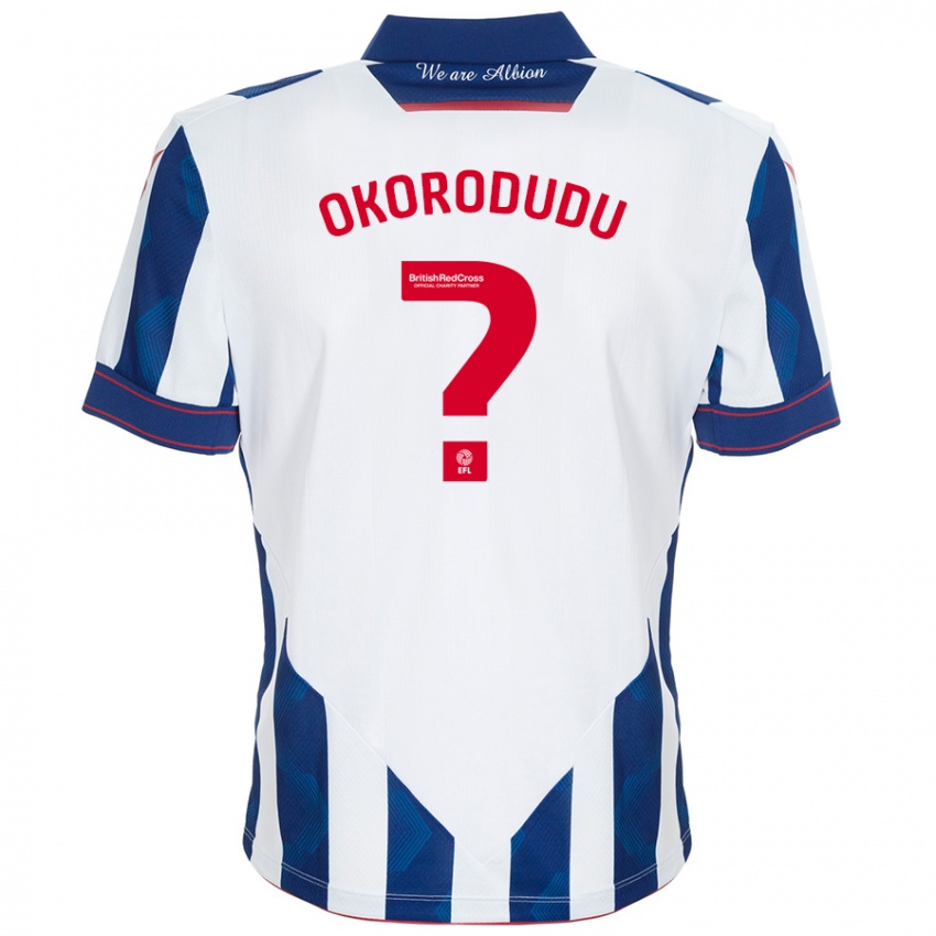 גברים Adam Okorodudu #0 לבן כחול כהה ג'רזי ביתית 2024/25 חולצה קצרה