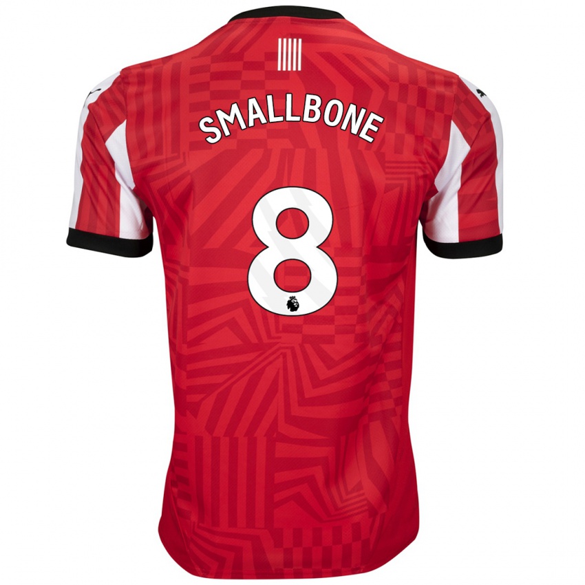 גברים Will Smallbone #8 אדום לבן ג'רזי ביתית 2024/25 חולצה קצרה