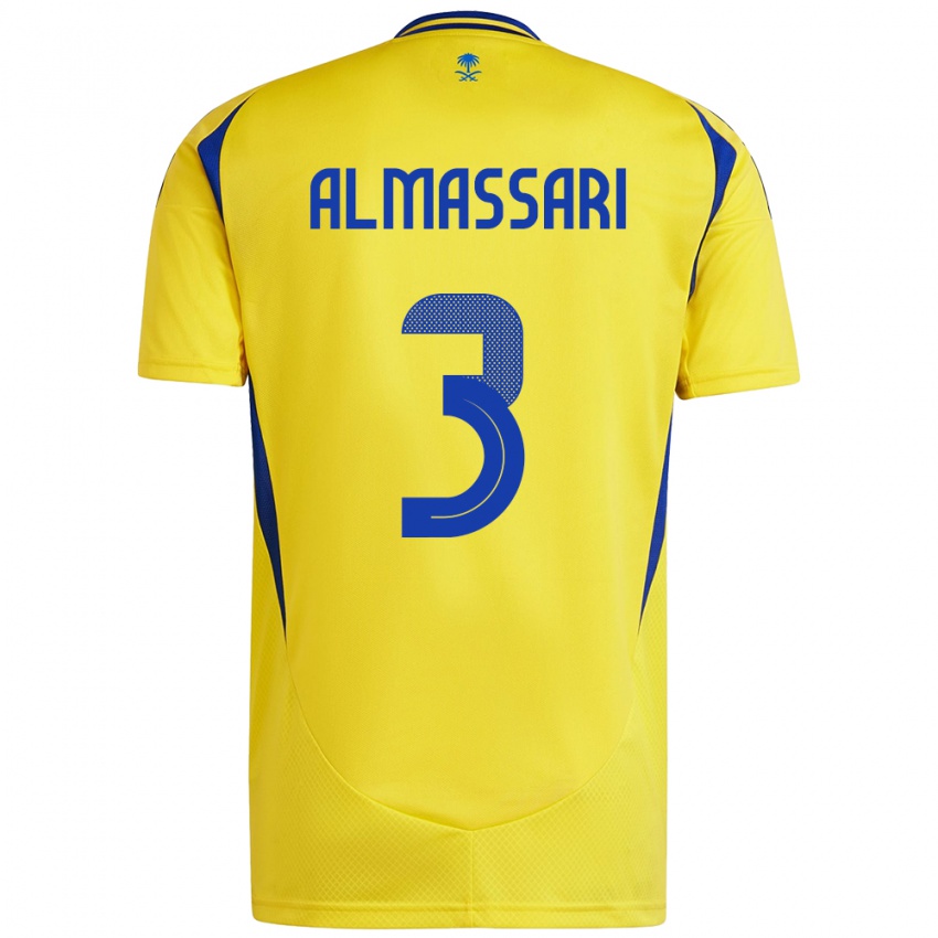 גברים Wadha Almassari #3 צהוב כחול ג'רזי ביתית 2024/25 חולצה קצרה