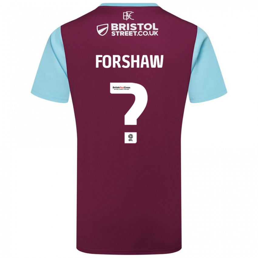 גברים Lewis Forshaw #0 כחול שמיים בורדו ג'רזי ביתית 2024/25 חולצה קצרה