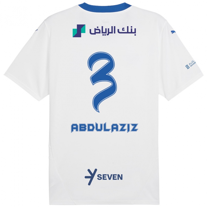 גברים Al Jawhara Abdulaziz #3 כחול לבן הרחק ג'רזי 2024/25 חולצה קצרה