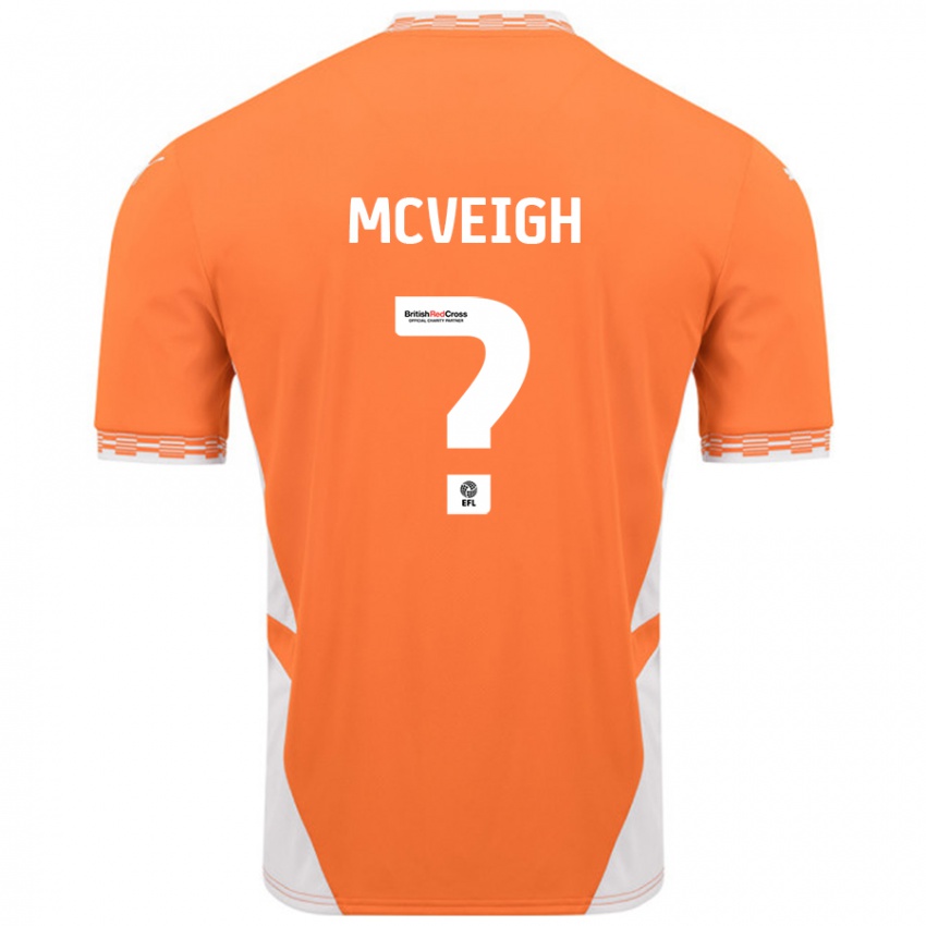 ילדים Conor Mcveigh #0 כתום לבן ג'רזי ביתית 2024/25 חולצה קצרה