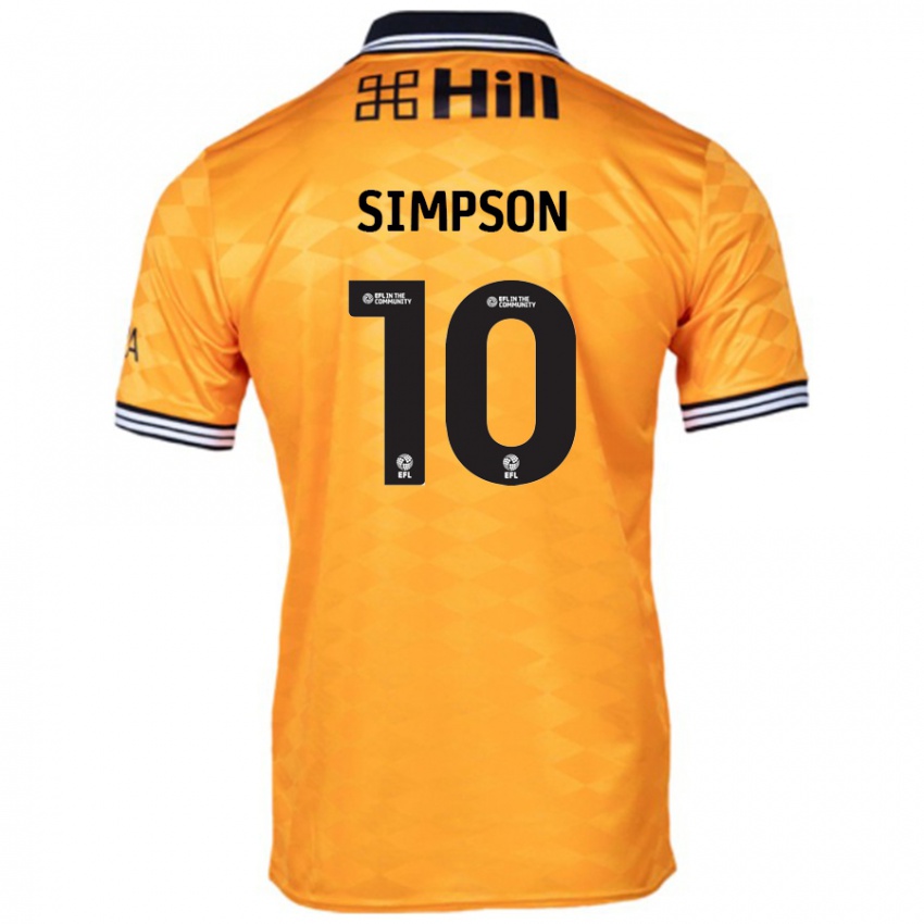 ילדים Harley-Jean Simpson #10 כָּתוֹם ג'רזי ביתית 2024/25 חולצה קצרה