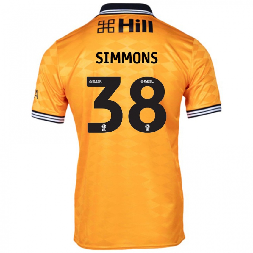 ילדים Bella Simmons #38 כָּתוֹם ג'רזי ביתית 2024/25 חולצה קצרה